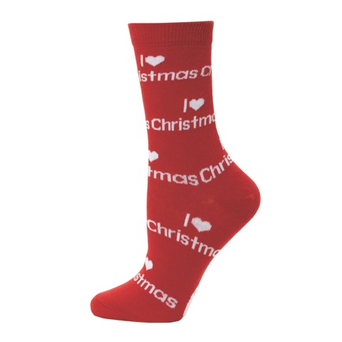 Ladies - I Love Christmas - Red Christmas Socks